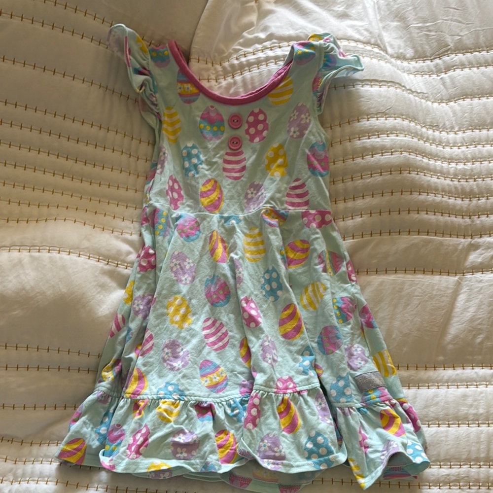 Eleanor Rose Kids Dress - Multicolor Easter Egg Design